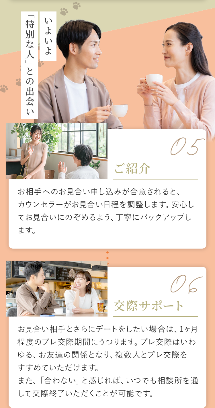 ⑤お見合い⑥プレ交際